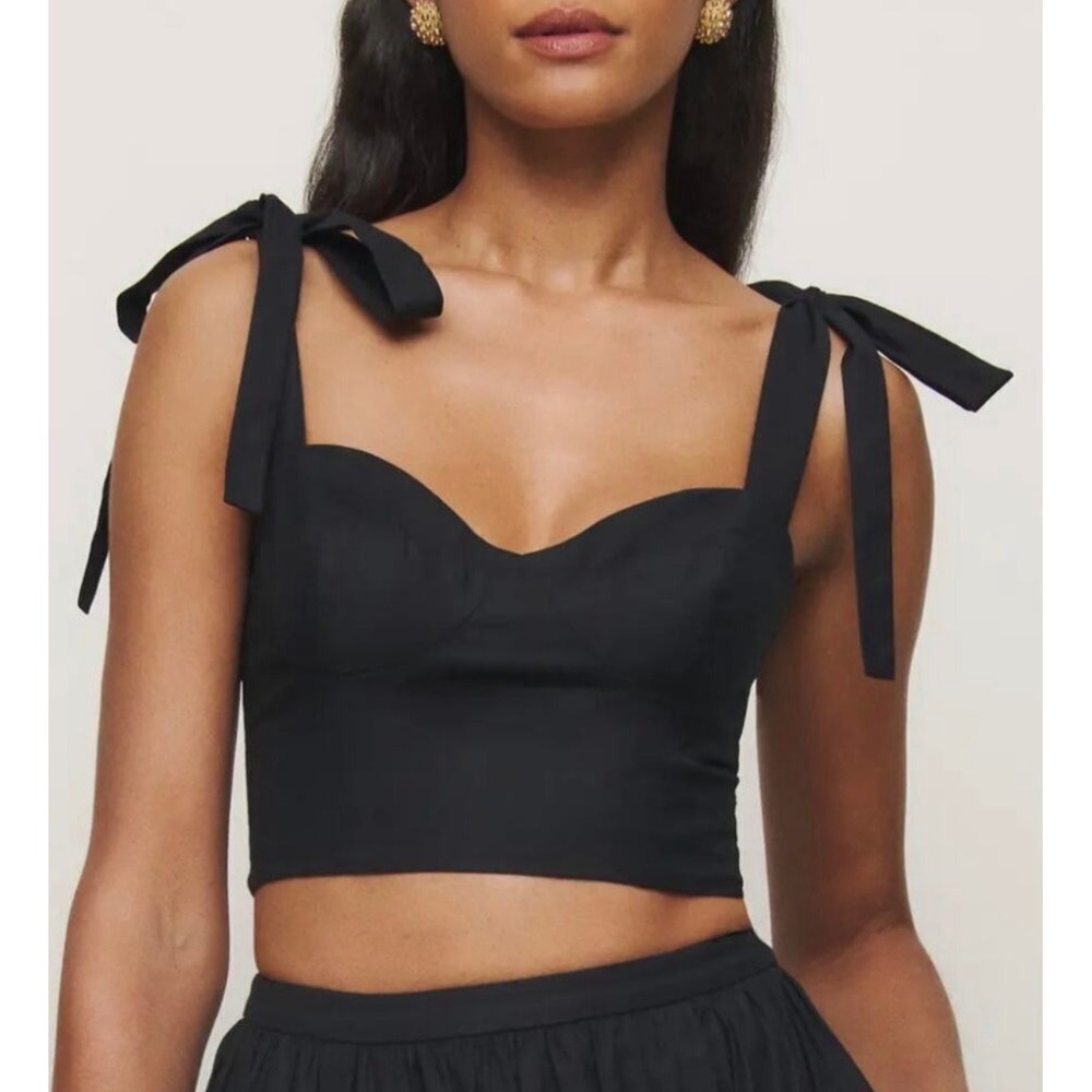 Reformation x Kacey Musgraves Black Tie Strap Magnolia Tank Top Size 0